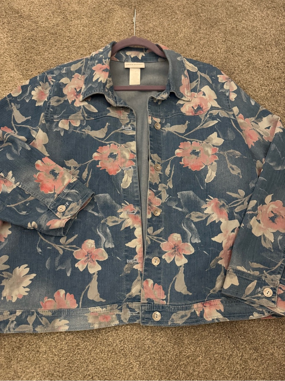 🌸Vintage Alfred Dunner 90’s Floral Denim Oversized Lightweight Jacket | L - Picture 9 of 12